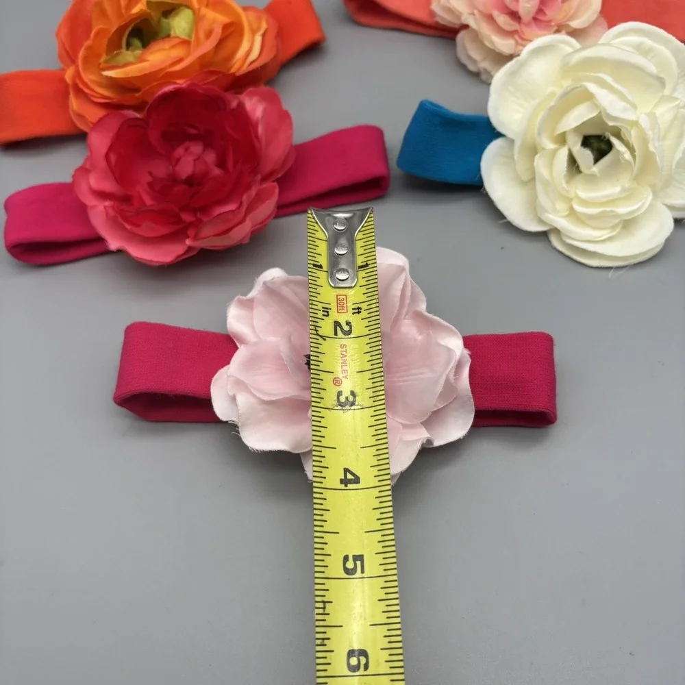 5 Pc. Large Flower Hair Bow on‎ Knit Headband Lot Gift Set Baby Girl